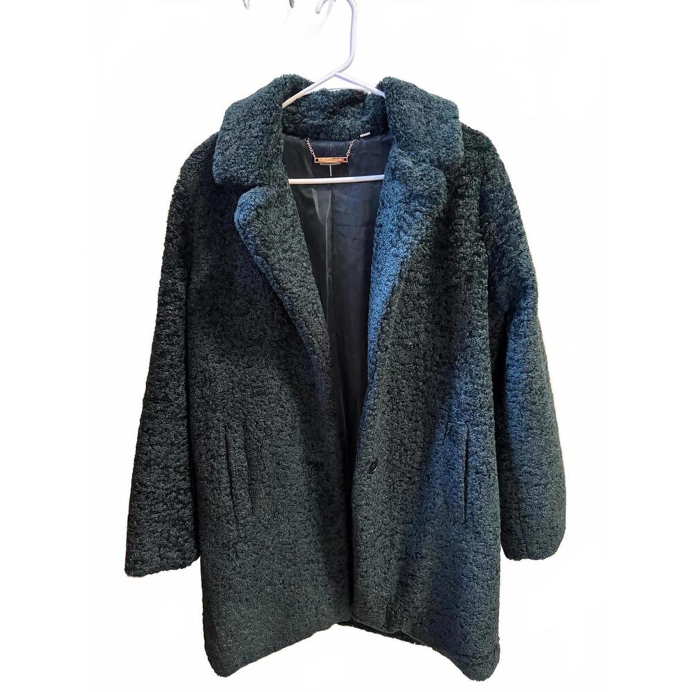 Tahari Women's Dark Green Faux Fur Coat